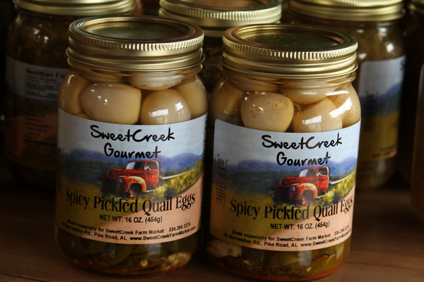 Sweet Creek Gourmet Pickled Quail Eggs in Alabama Black Belt