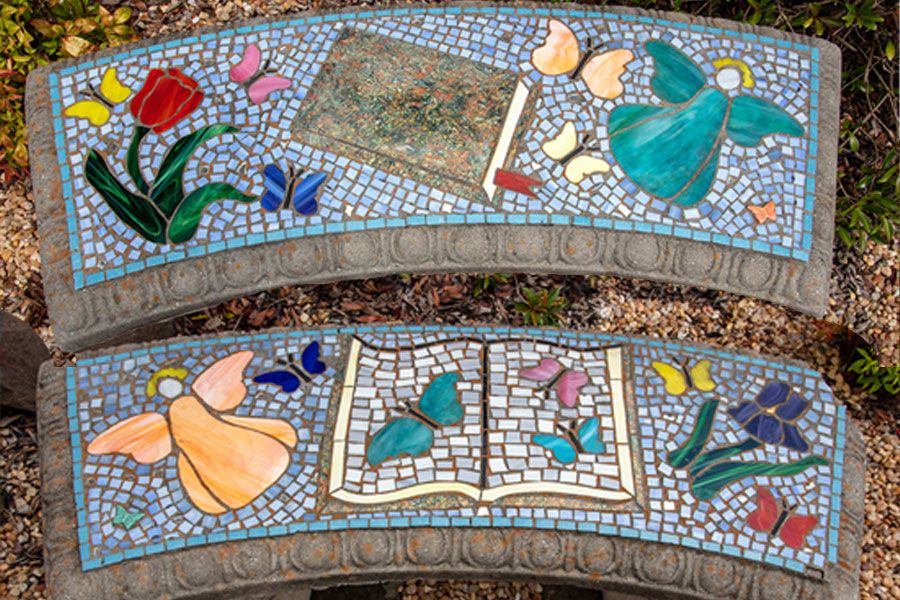 Mosaic Benches Mural in Gordo, Alabama