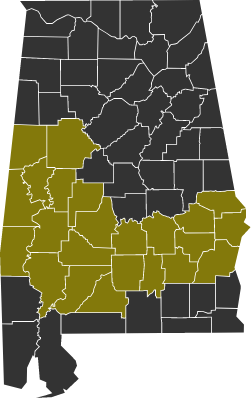Map of Alabama Black Belt 